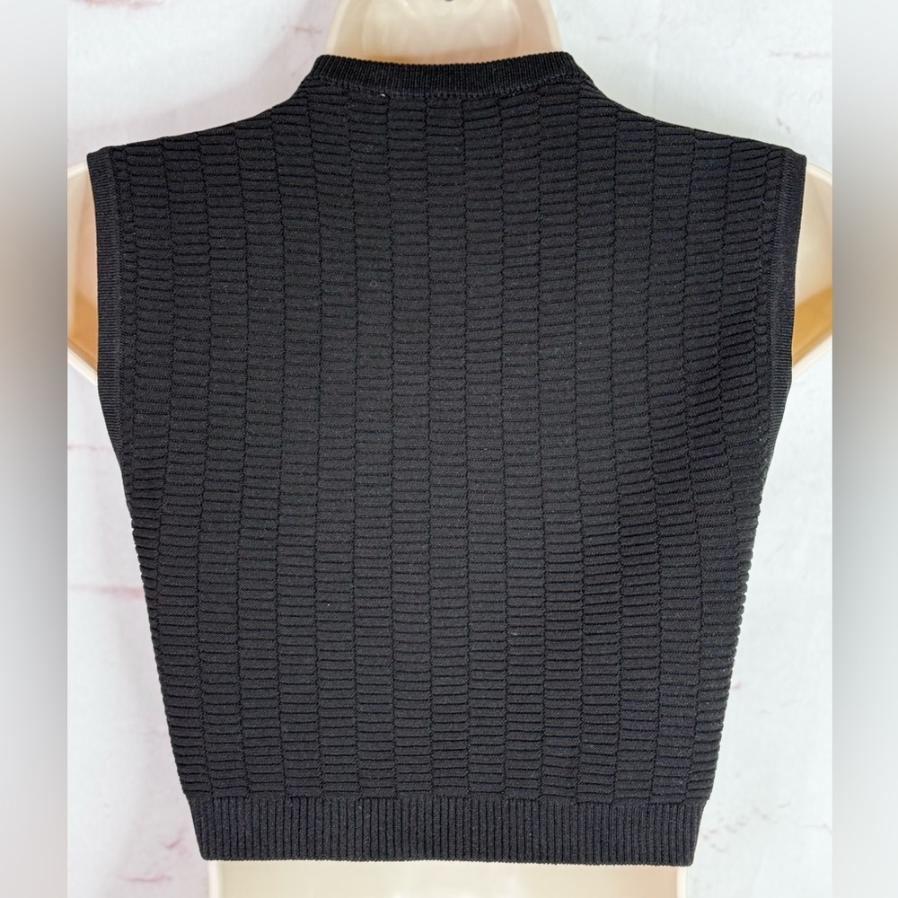 NEW ZARA S Black Sleeveless Crop Top Knit Vest Gold Button Accents Small NWT - Picture 10 of 15